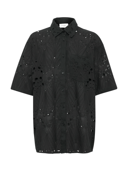 Gestuz Baylor Cotton Embroidered Shirt, Black, Black