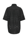 Gestuz Baylor Cotton Embroidered Shirt, Black