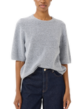 Gestuz Alpha Alpaca Wool Blend Short Sleeve Jumper, Pearl Blue Melange