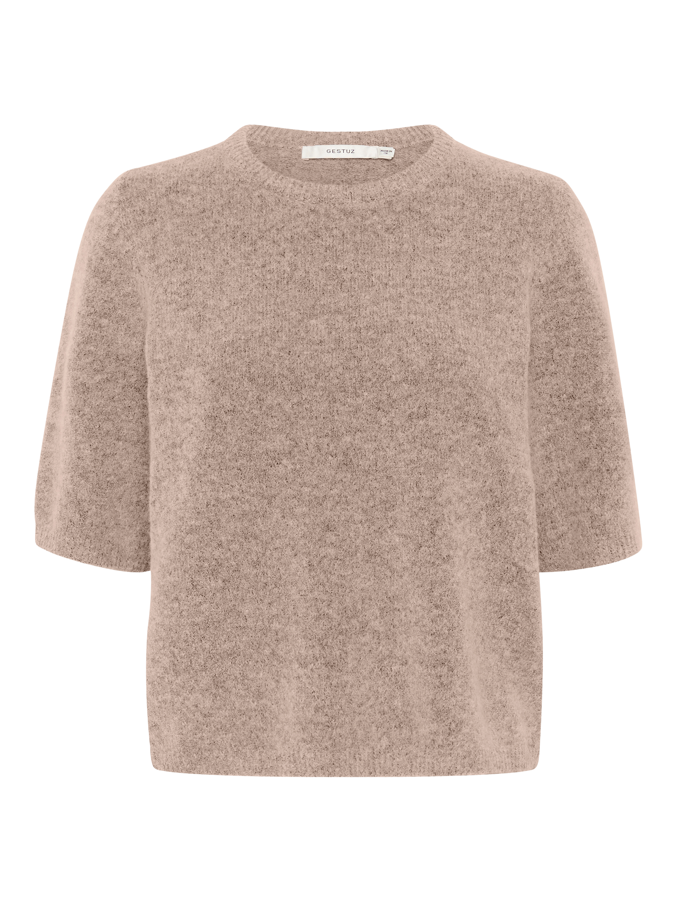 Product image 5 of 6, which shows Gestuz Alpha Alpaca Wool Blend Short Sleeve Jumper, Rose Dust Melange, XS