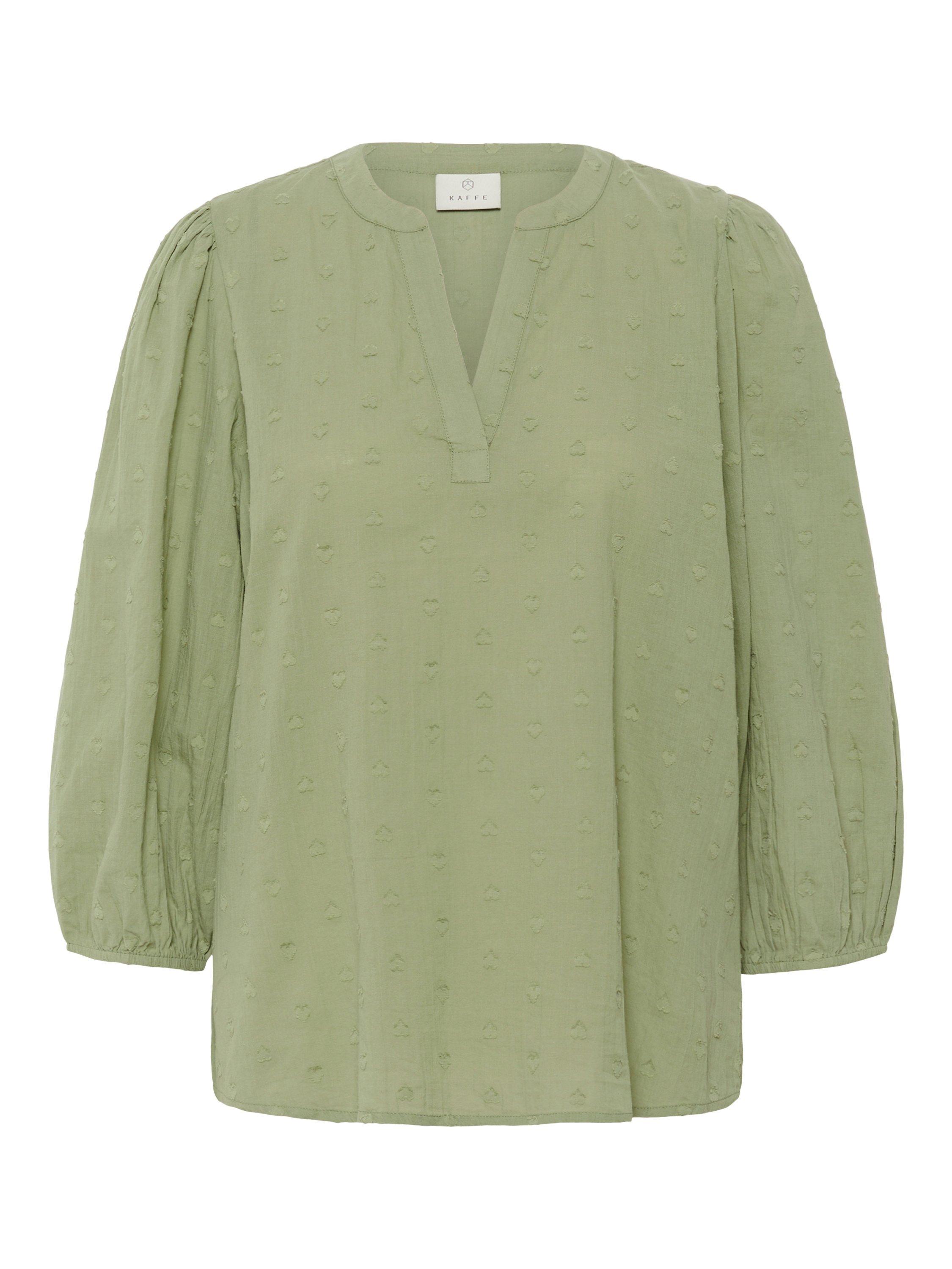 Product image 4 of 5, which shows KAFFE Jollia Notch Neck Top, Oil Green, 18