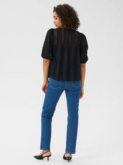 KAFFE Randy Cut Out Short Sleeve Top, Black Deep - view 2, Black Deep