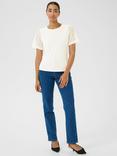 KAFFE Birgit Lace Sleeve T-Shirt, Chalk