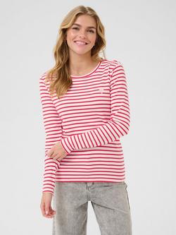 KAFFE Liddy Stripe Long Sleeve T-Shirt, Pink/Multi, Pink/Multi