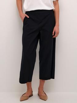 KAFFE Kia Straight Leg Cropped Trousers, Black, Black