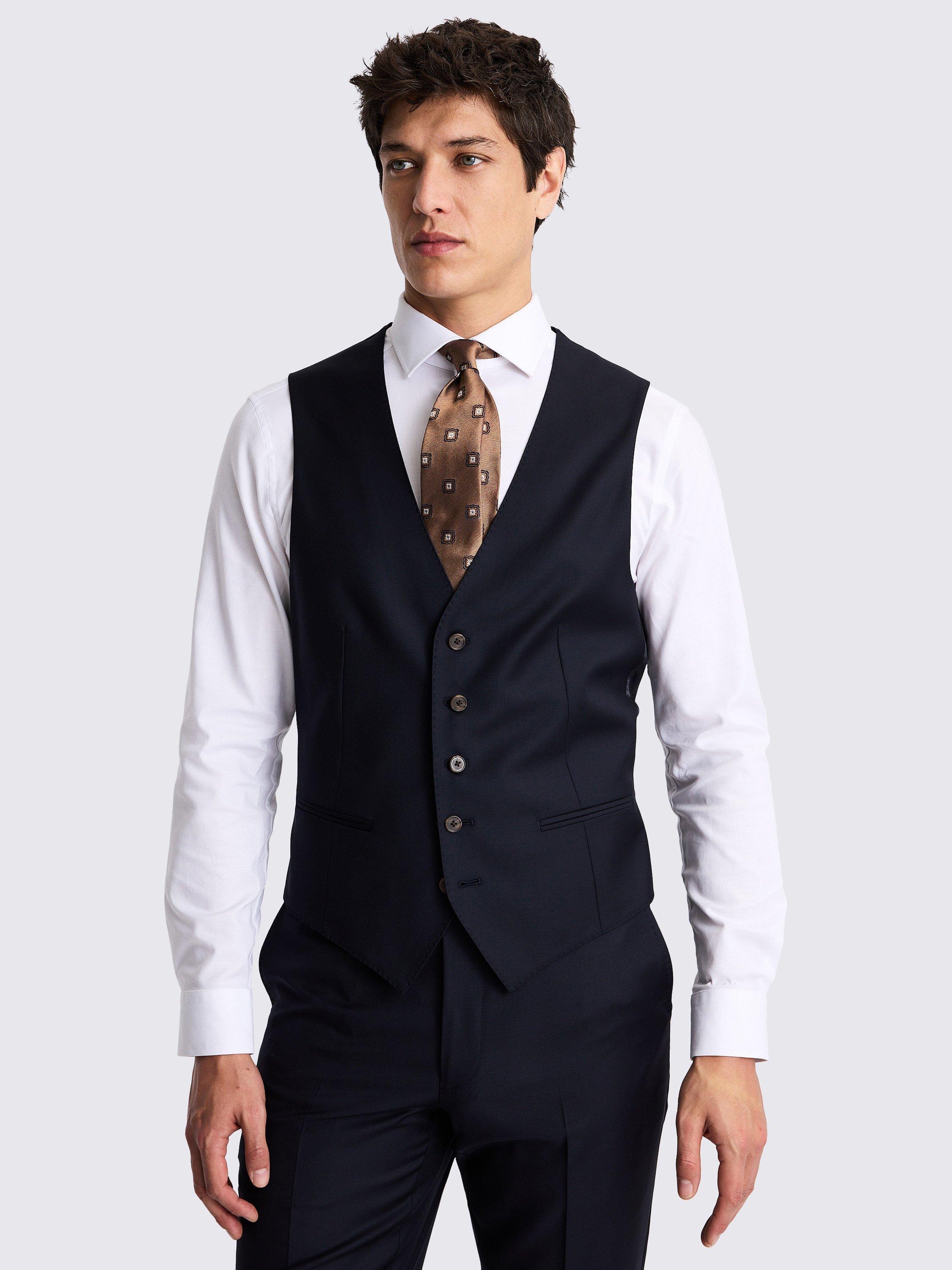 Product image 1 of 3, which shows x Barberis Wool Blend Tweed Waistcoat, Navy, 36S