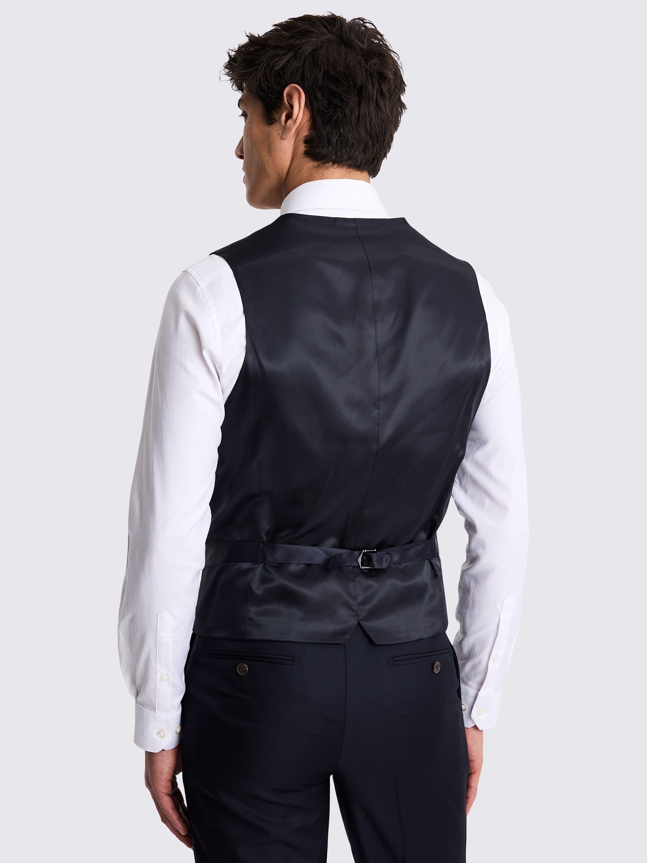 Product image 2 of 3, which shows x Barberis Wool Blend Tweed Waistcoat, Navy, 36S