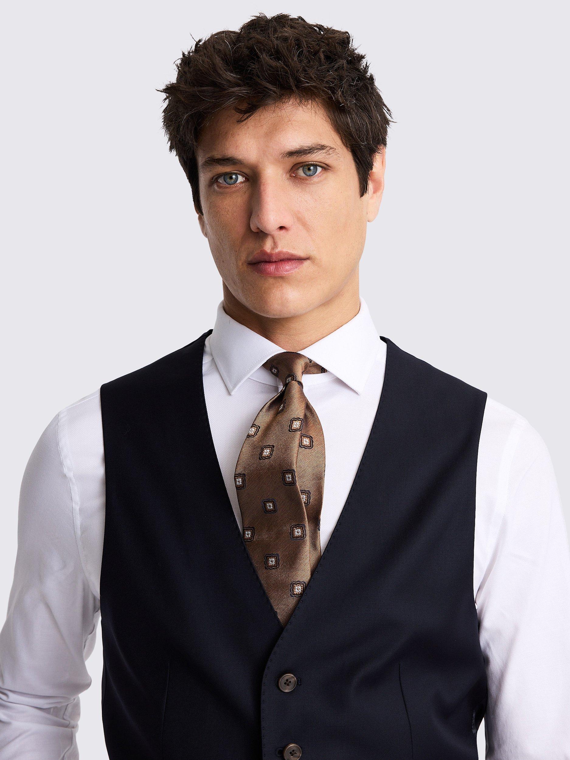 Product image 3 of 3, which shows x Barberis Wool Blend Tweed Waistcoat, Navy, 36S