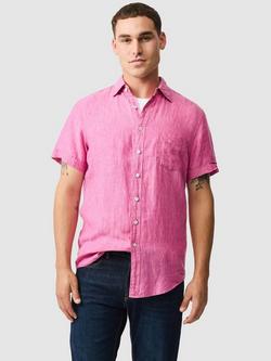 Rodd & Gunn Palm Beach Linen Slim Fit Short Sleeve Shirt, Flamingo
