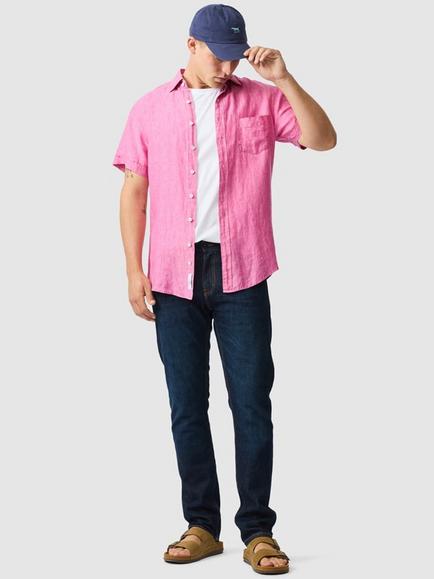 Rodd & Gunn Palm Beach Linen Slim Fit Short Sleeve Shirt - view 2, Flamingo