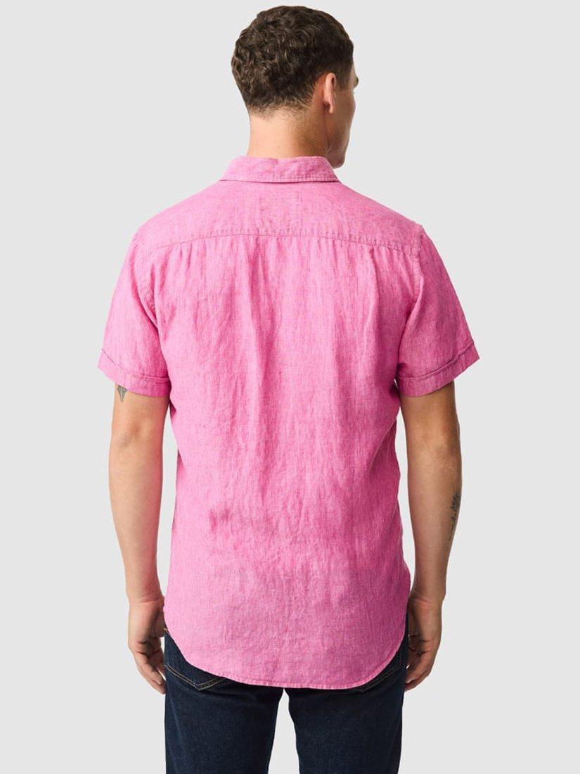 Product image 3 of 6, which shows Rodd & Gunn Palm Beach Linen Slim Fit Short Sleeve Shirt, Flamingo, S