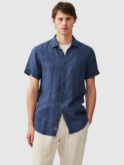 Rodd & Gunn Palm Beach Linen Slim Fit Short Sleeve Shirt, Marine