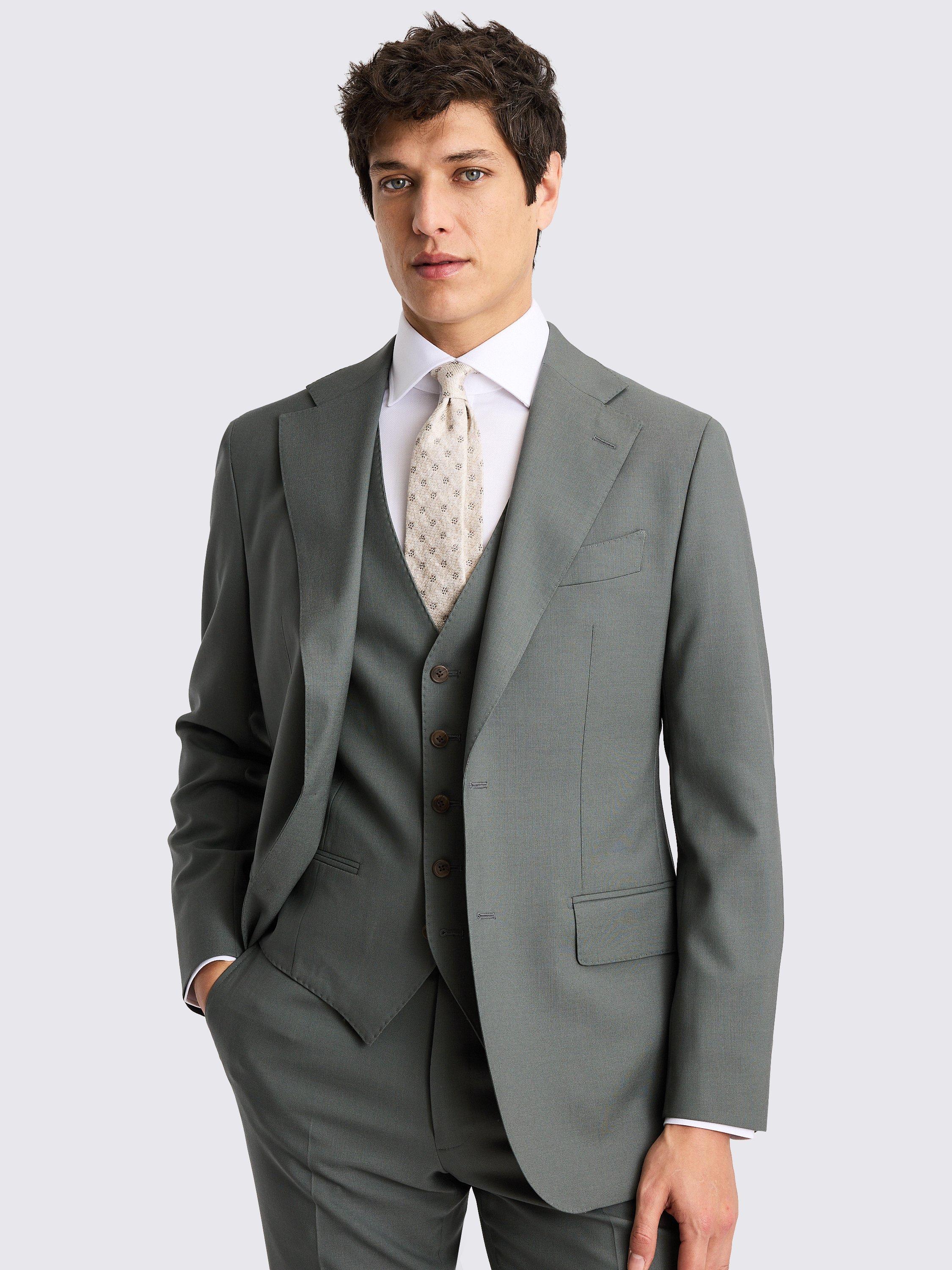 Product image 1 of 5, which shows Moss x Barberis Italian Wool Tailored Fit Suit Jacket, Khaki, 36S