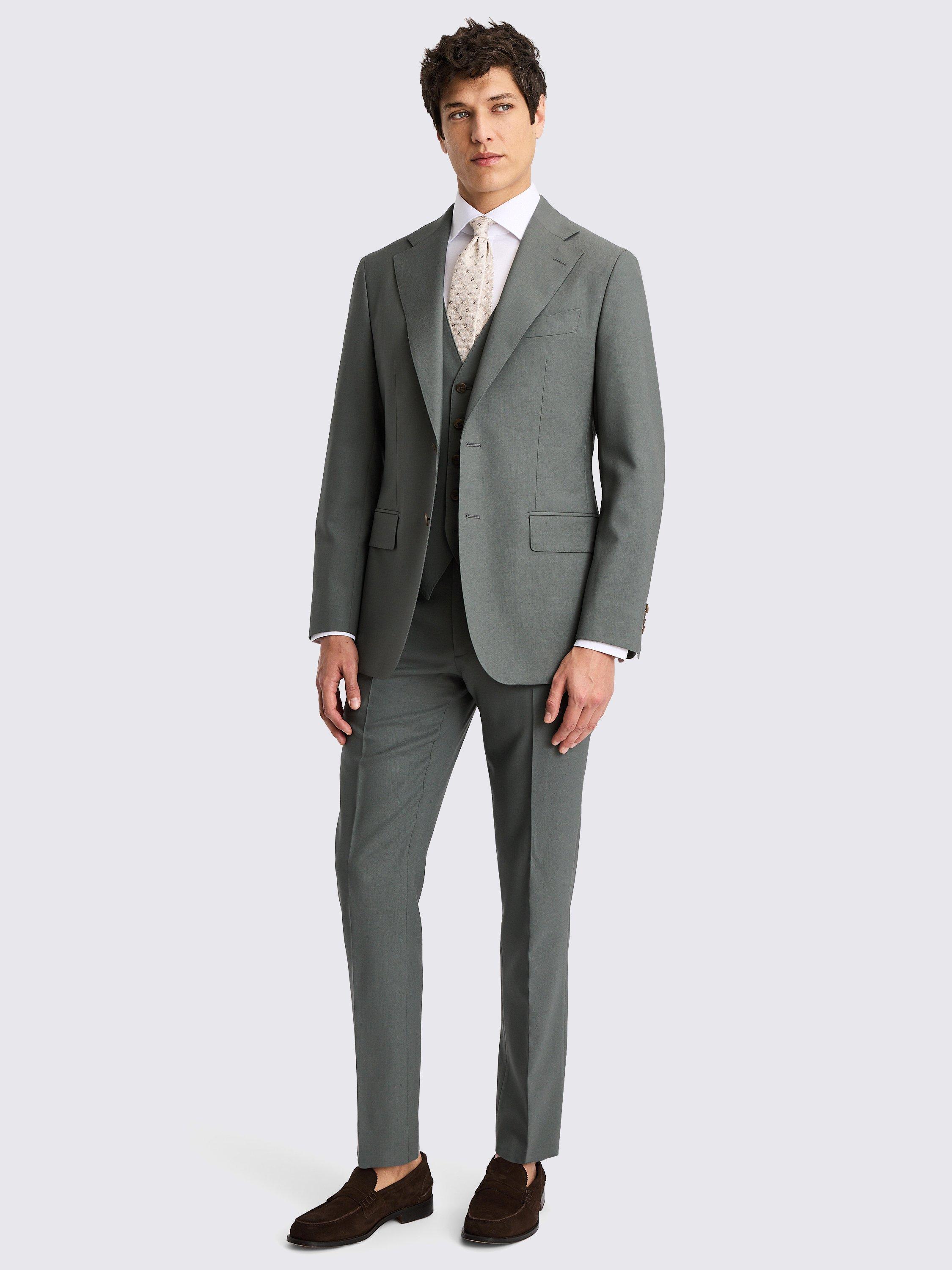 Product image 3 of 5, which shows Moss x Barberis Italian Wool Tailored Fit Suit Jacket, Khaki, 36S