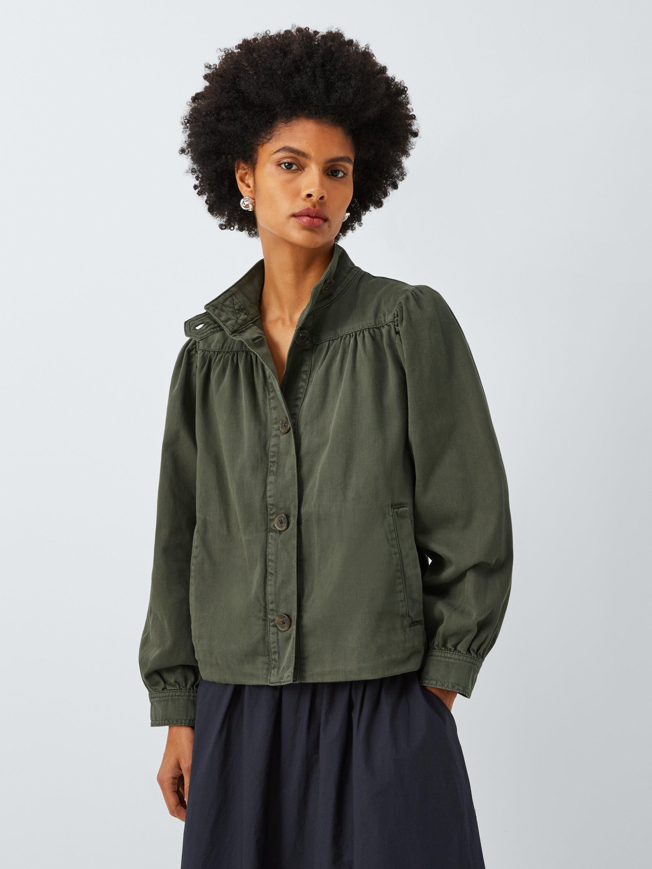 Product image 1 of 7, which shows AND/OR Puff Sleeve Utility Jacket, Khaki, 6
