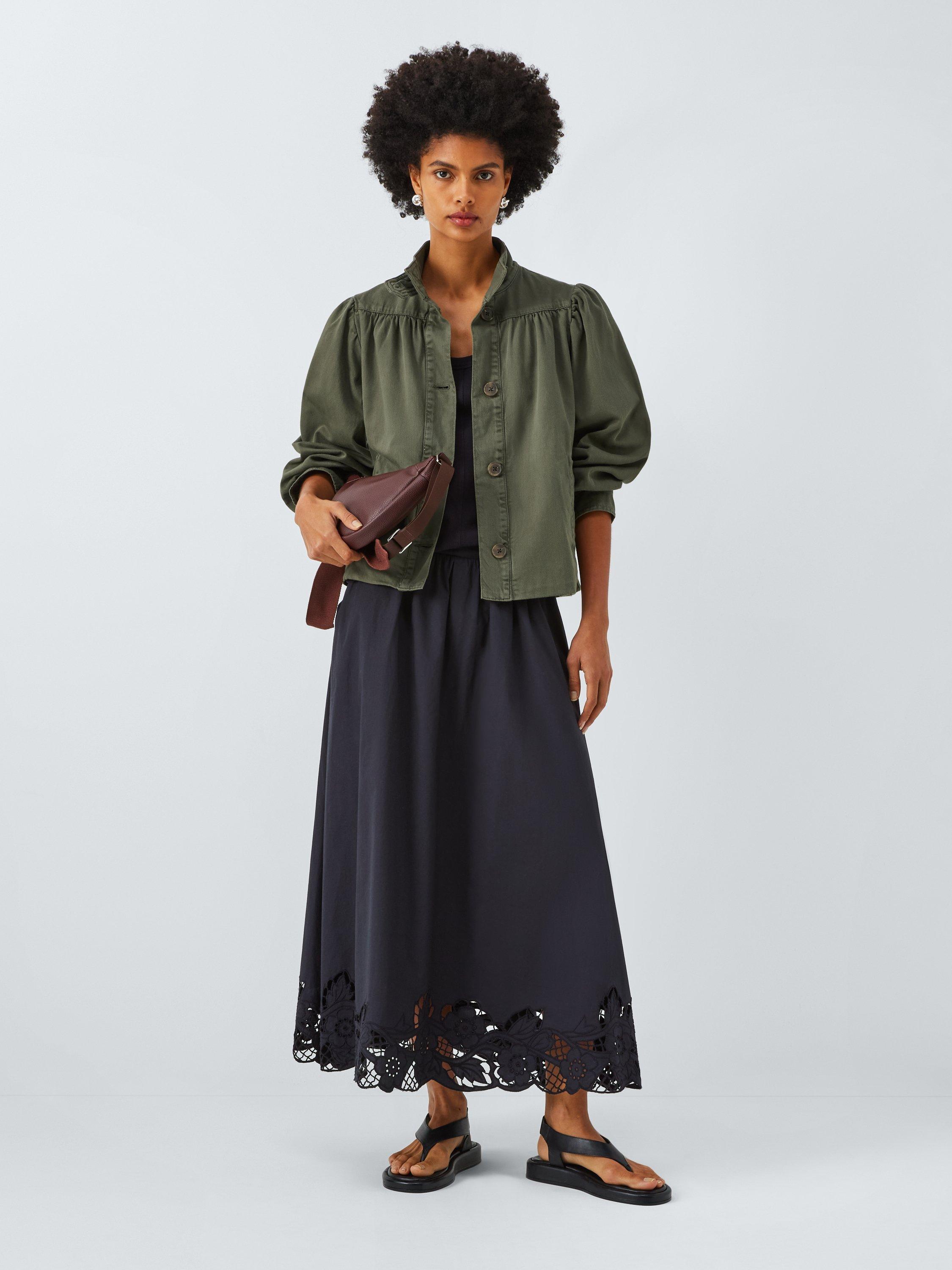 Product image 3 of 7, which shows AND/OR Puff Sleeve Utility Jacket, Khaki, 6