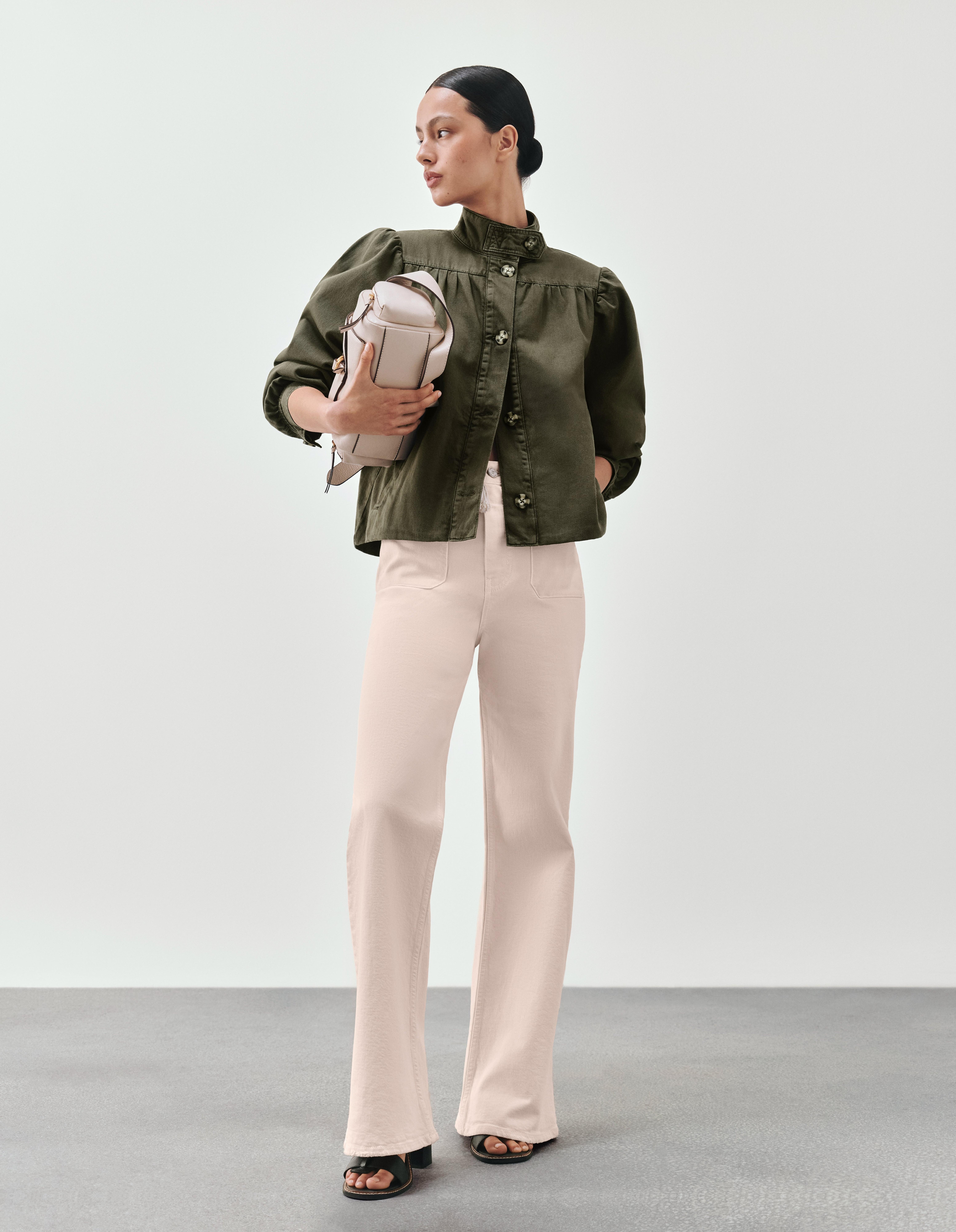 Product image 7 of 7, which shows AND/OR Puff Sleeve Utility Jacket, Khaki, 6