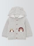 John Lewis Baby Hedgehog Hooded Cardigan, Grey
