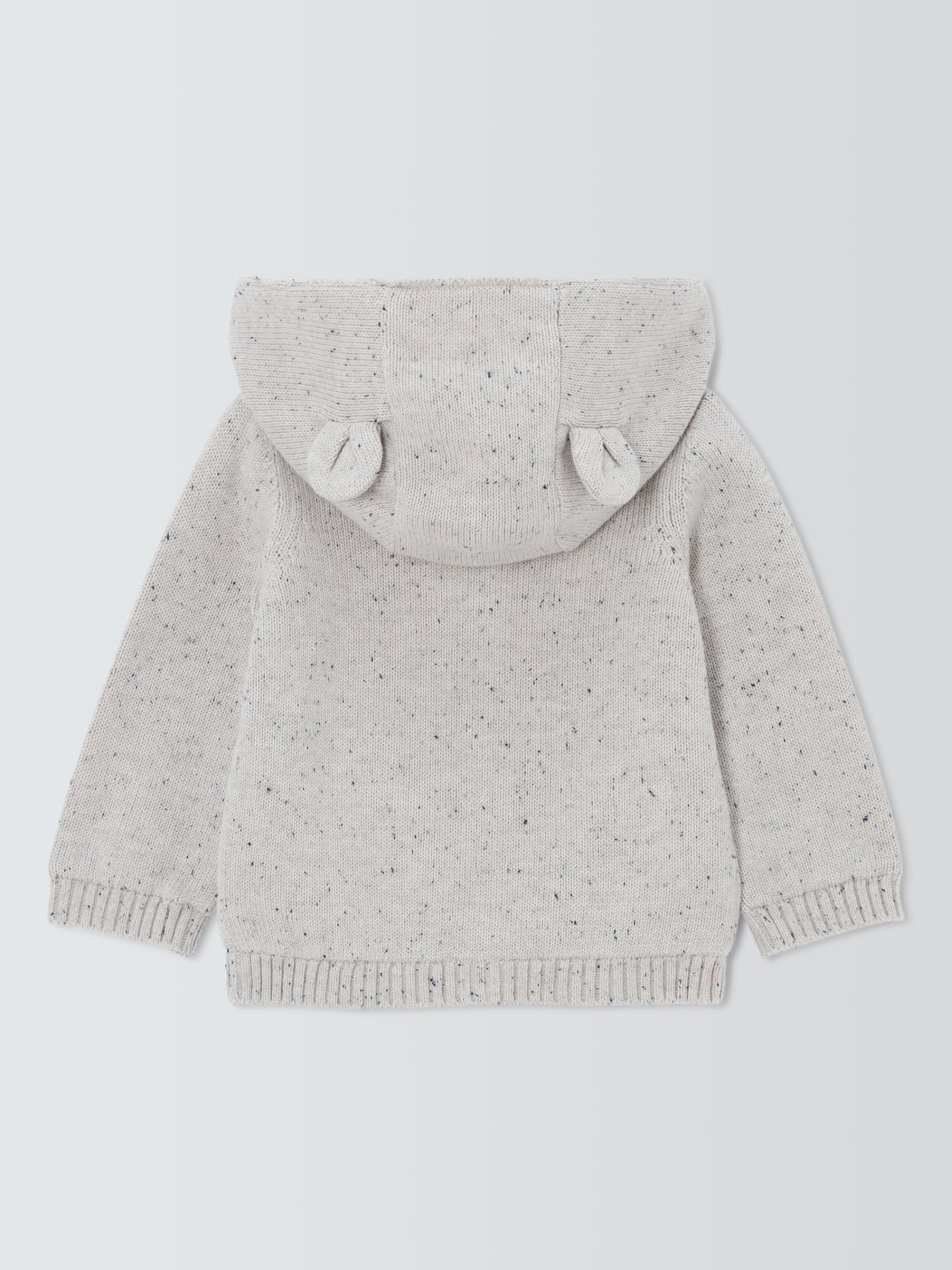 Product image 2 of 3, which shows John Lewis Baby Hedgehog Hooded Cardigan, Grey, Newborn