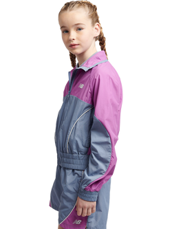 New Balance Kids' Water Resistant Colour Block Woven Track Jacket, Dusk Shower - view 2, Dusk Shower