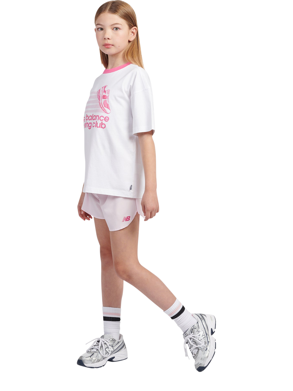 Product image 5 of 10, which shows New Balance Kids' Athletics Woven Shorts, Light Raspberry, 7-8 years