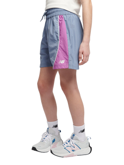 New Balance Kids' Panelled Woven Track Shorts, Dusk Shower - view 2, Dusk Shower
