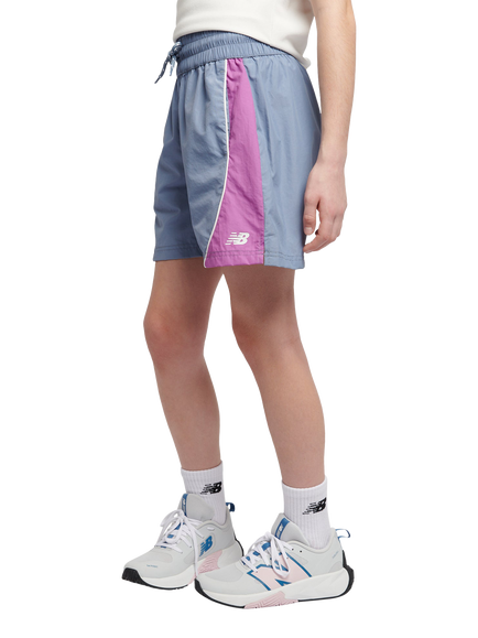 New Balance Kids' Panelled Woven Track Shorts, Dusk Shower - view 2, Dusk Shower