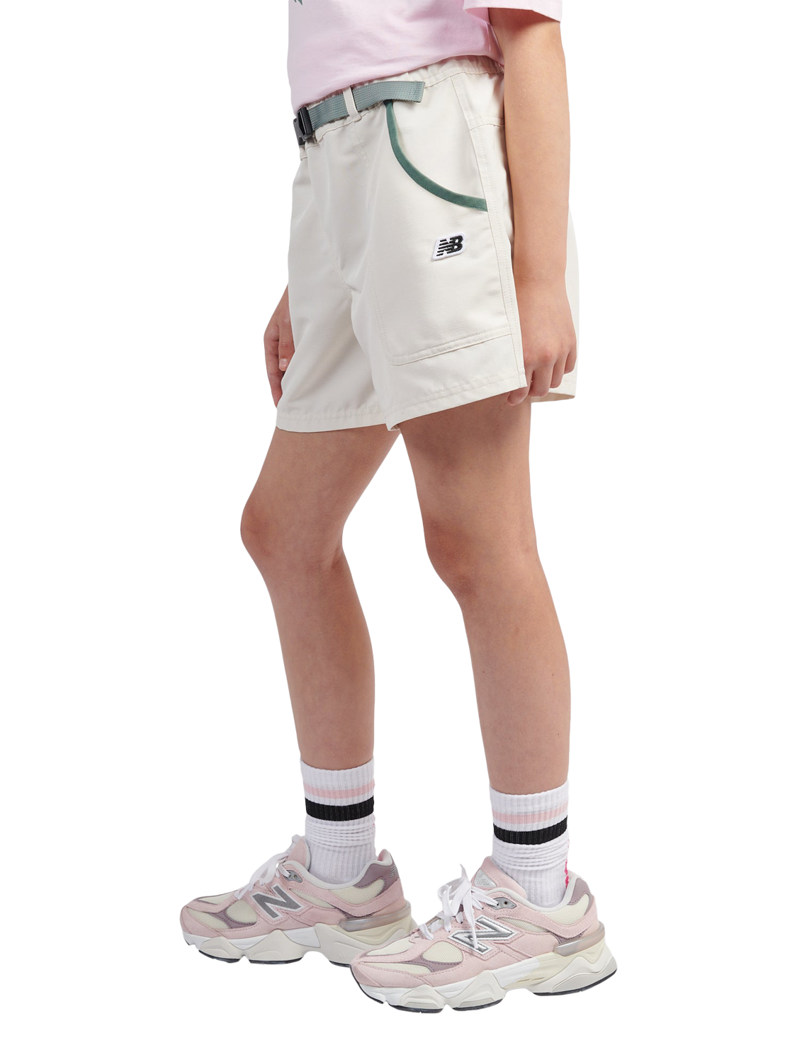 Product image 2 of 8, which shows New Balance Kids' Premium Zip Pocket Shorts, Linen, 7-8 years