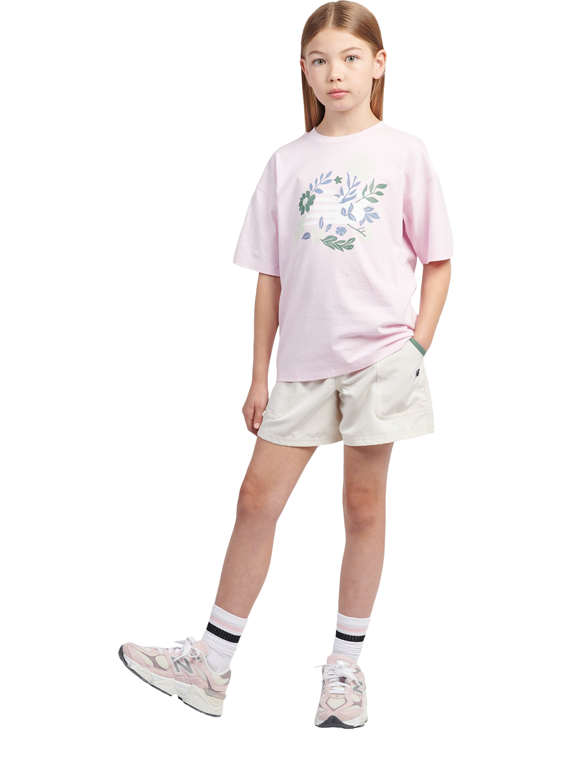 Product image 5 of 8, which shows New Balance Kids' Premium Zip Pocket Shorts, Linen, 7-8 years