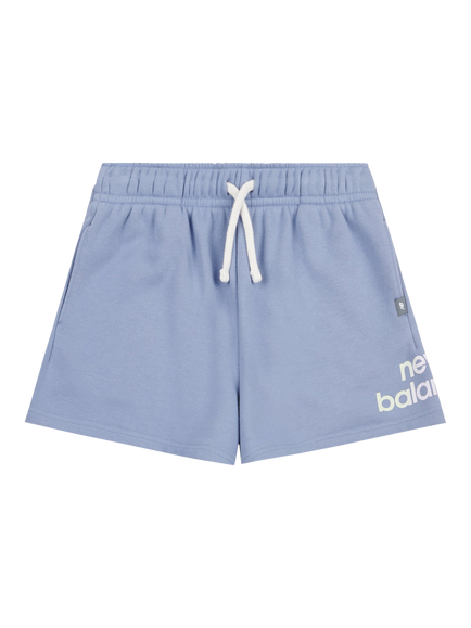 New Balance Kids' Logo Print Jersey Shorts, Dusk Shower, Dusk Shower
