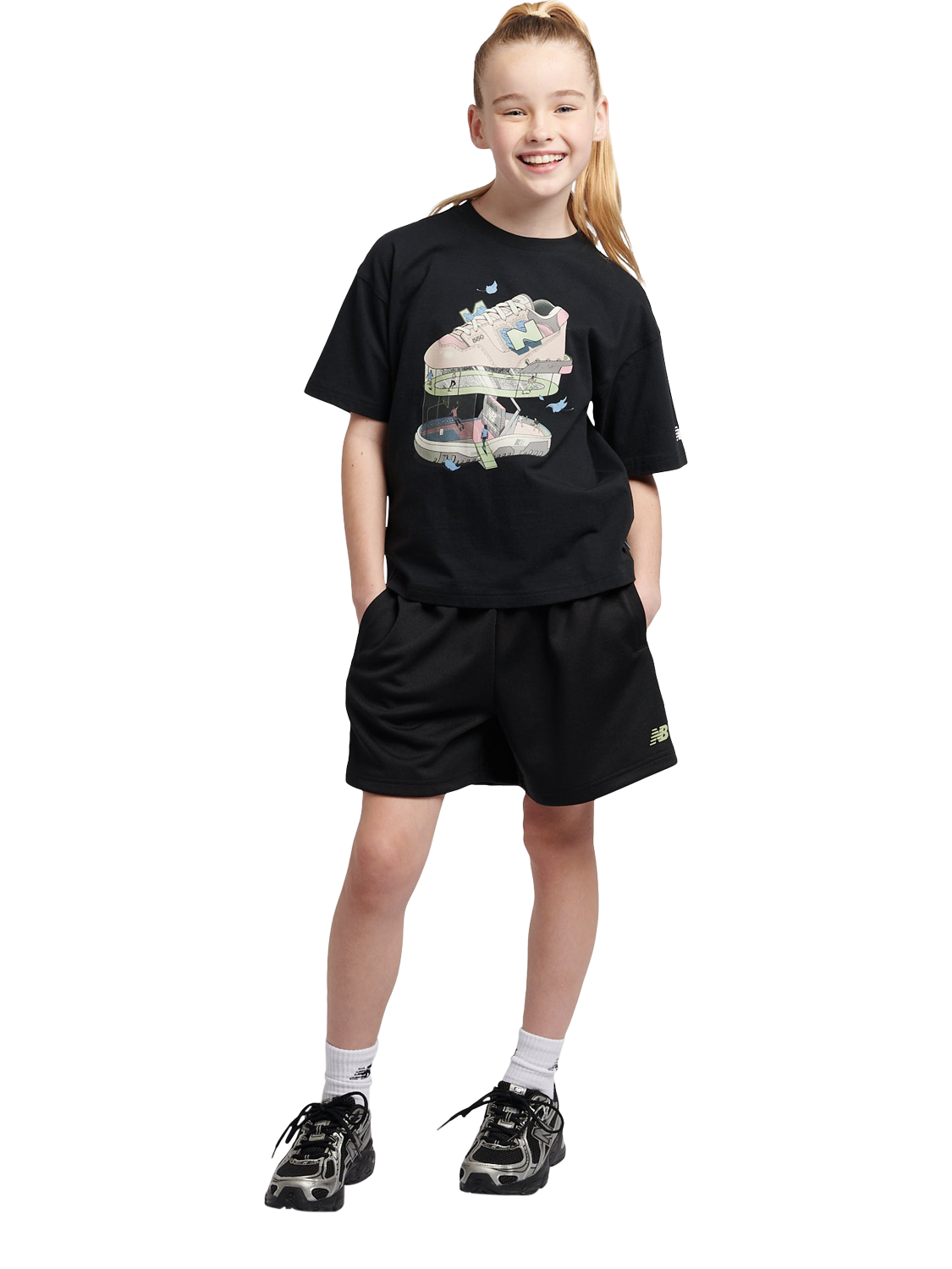 Product image 5 of 8, which shows New Balance Kids' Sport Track Shorts, Caviar, 7-8 years