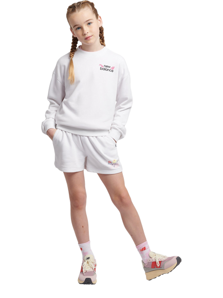 New Balance Kids' Floral Vines Shorts, Bright White - view 2, Bright White