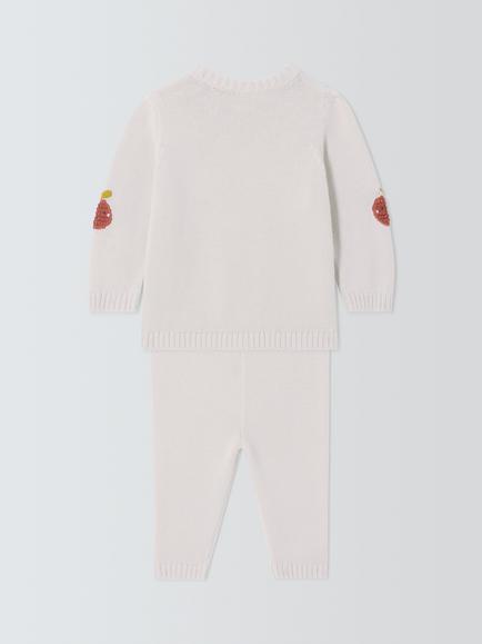 John Lewis Baby Apple Knitted Jumper and Trousers Set, Grey - view 2, Grey