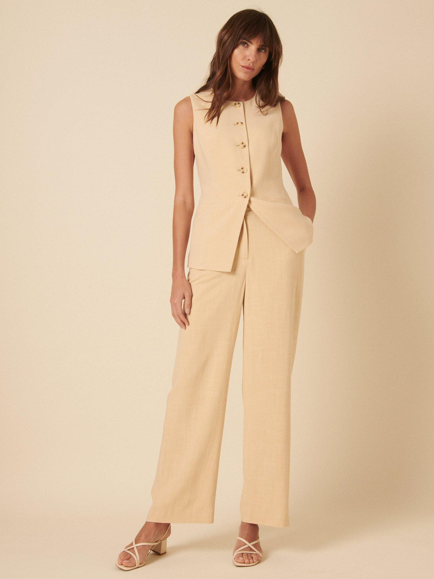 Product image 2 of 4, which shows Nobody's Child Crew Neck Longline Waistcoat, Cream, 8