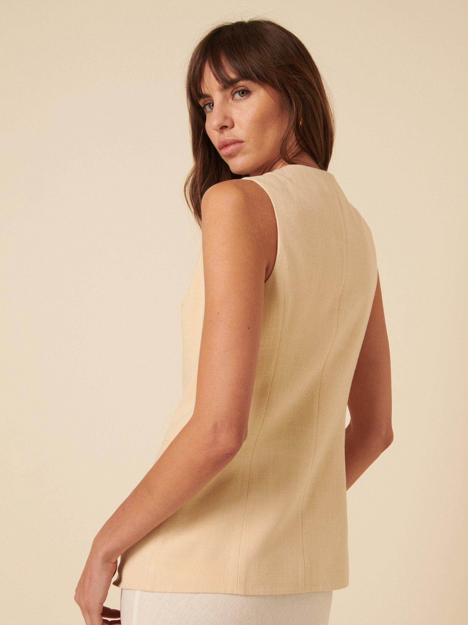 Product image 4 of 4, which shows Nobody's Child Crew Neck Longline Waistcoat, Cream, 8