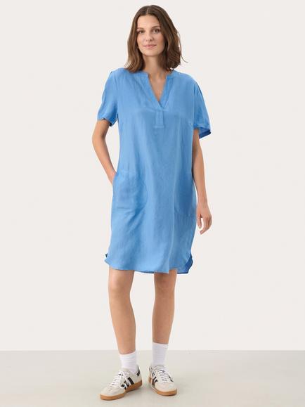 Part Two Aminase Linen Blend Mini Dress, Silver Lake Blue
