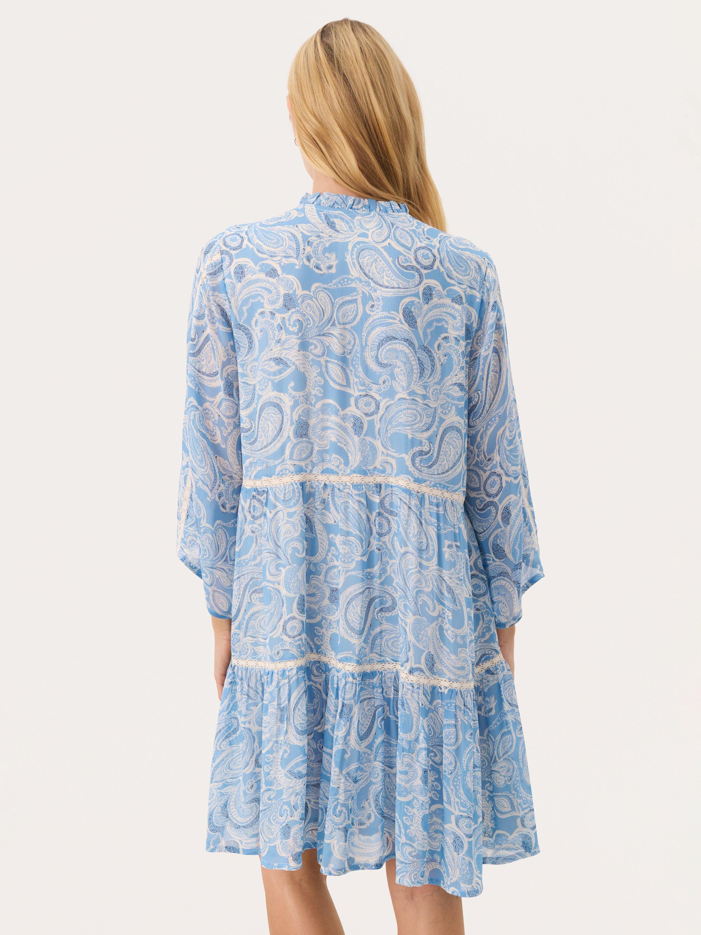 Product image 2 of 4, which shows Part Two Nibi Paisley Tiered Dress, Silver Lake, 8