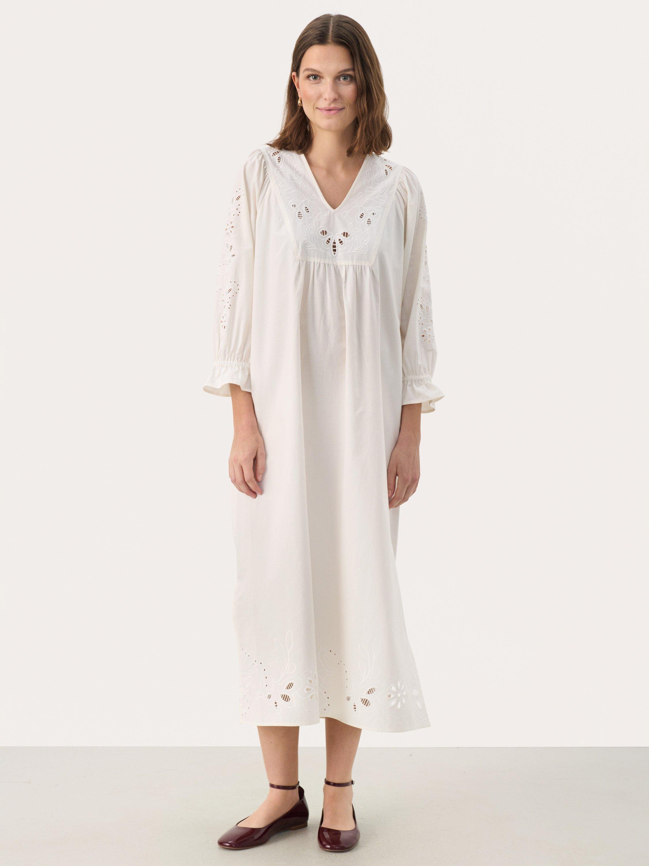 Product image 1 of 6, which shows Part Two Nura Embroidered Dress, Eggnog, 12