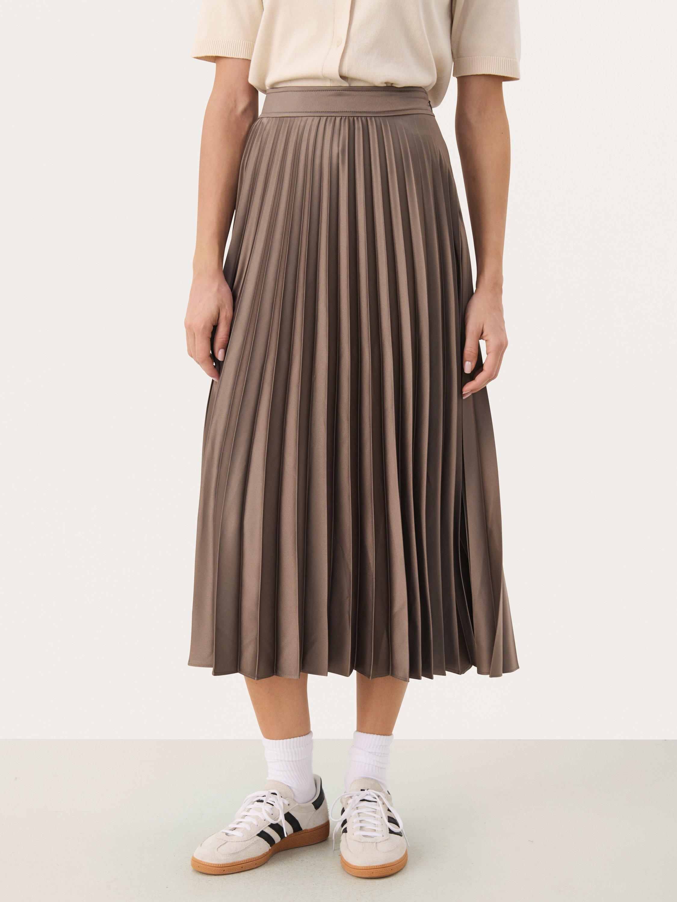 Product image 1 of 6, which shows Part Two Venedal Pleated Skirt, Falcon, 12