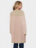Saint Tropez Grila Stripe Longline Cardigan, Plaza Taupe Pink
