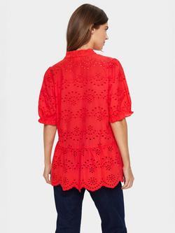 Saint Tropez Geleksa Embroidered V-Neck Top, Flame Scarlet - view 2, Flame Scarlet