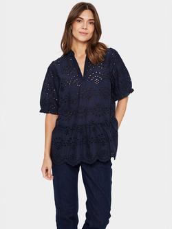 Saint Tropez Geleksa Embroidered V-Neck Top, Night Sky, Night Sky