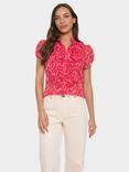 Saint Tropez Lilja Abstract Crinkle Shirt, Pink/Multi