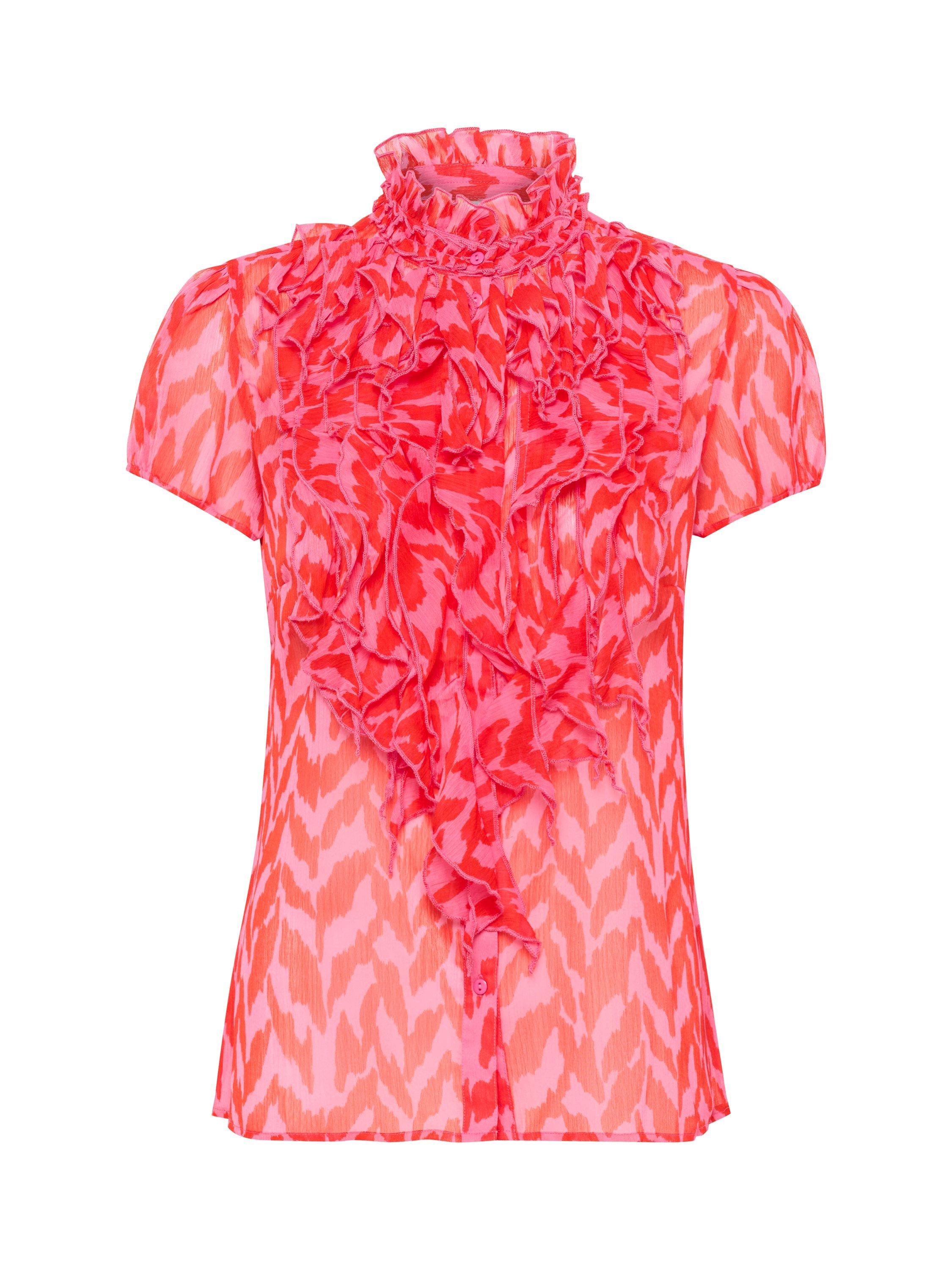 Product image 5 of 6, which shows Saint Tropez Lilja Abstract Crinkle Shirt, Pink/Multi, XS