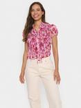 Saint Tropez Lilja Floral Crinkle Shirt, Pink/Multi