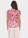 Saint Tropez Lilja Floral Crinkle Shirt, Pink/Multi