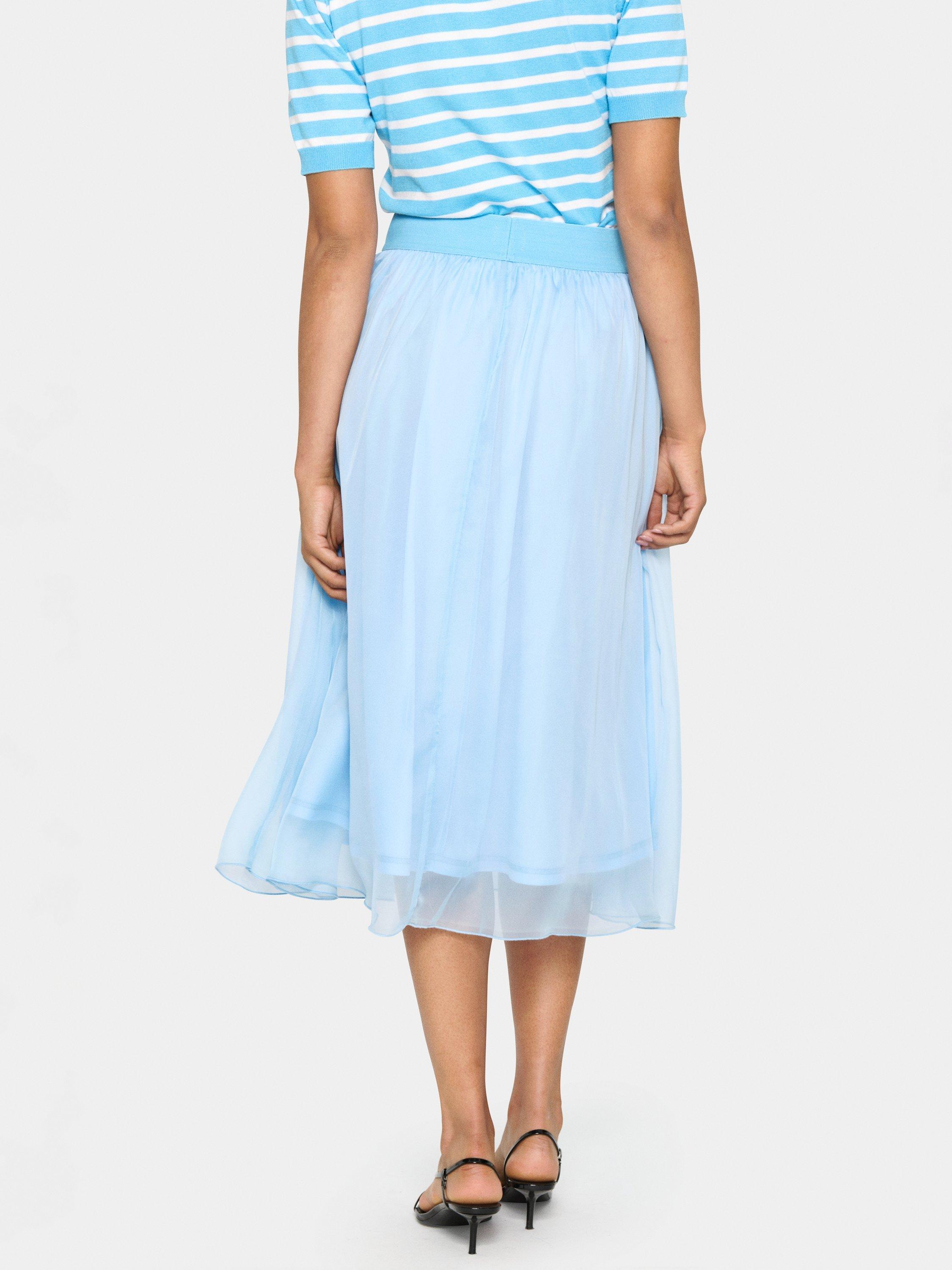 Product image 2 of 6, which shows Saint Tropez Coral Chiffon Midi Skirt, Airy Blue, XS