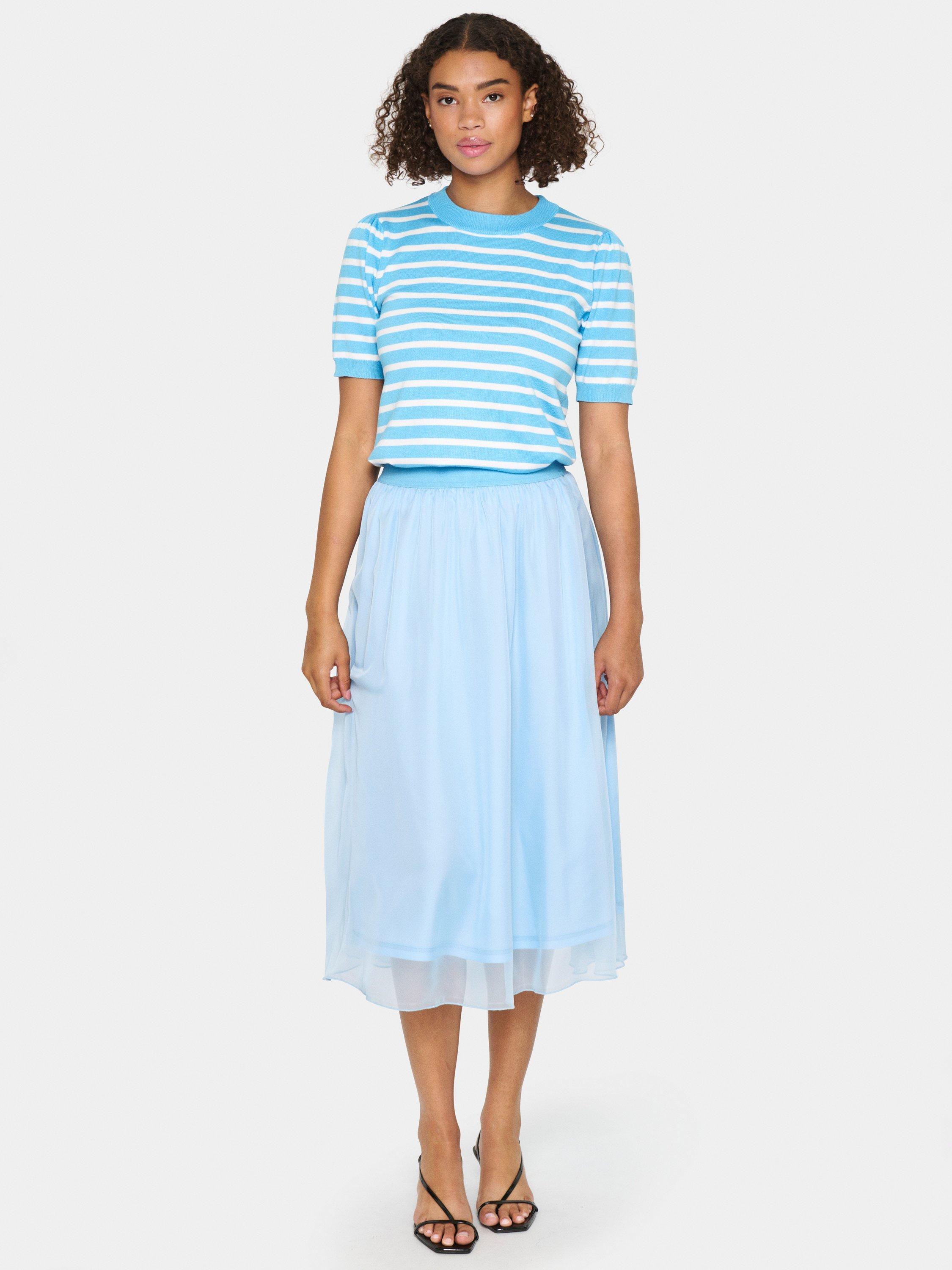 Product image 3 of 6, which shows Saint Tropez Coral Chiffon Midi Skirt, Airy Blue, XS