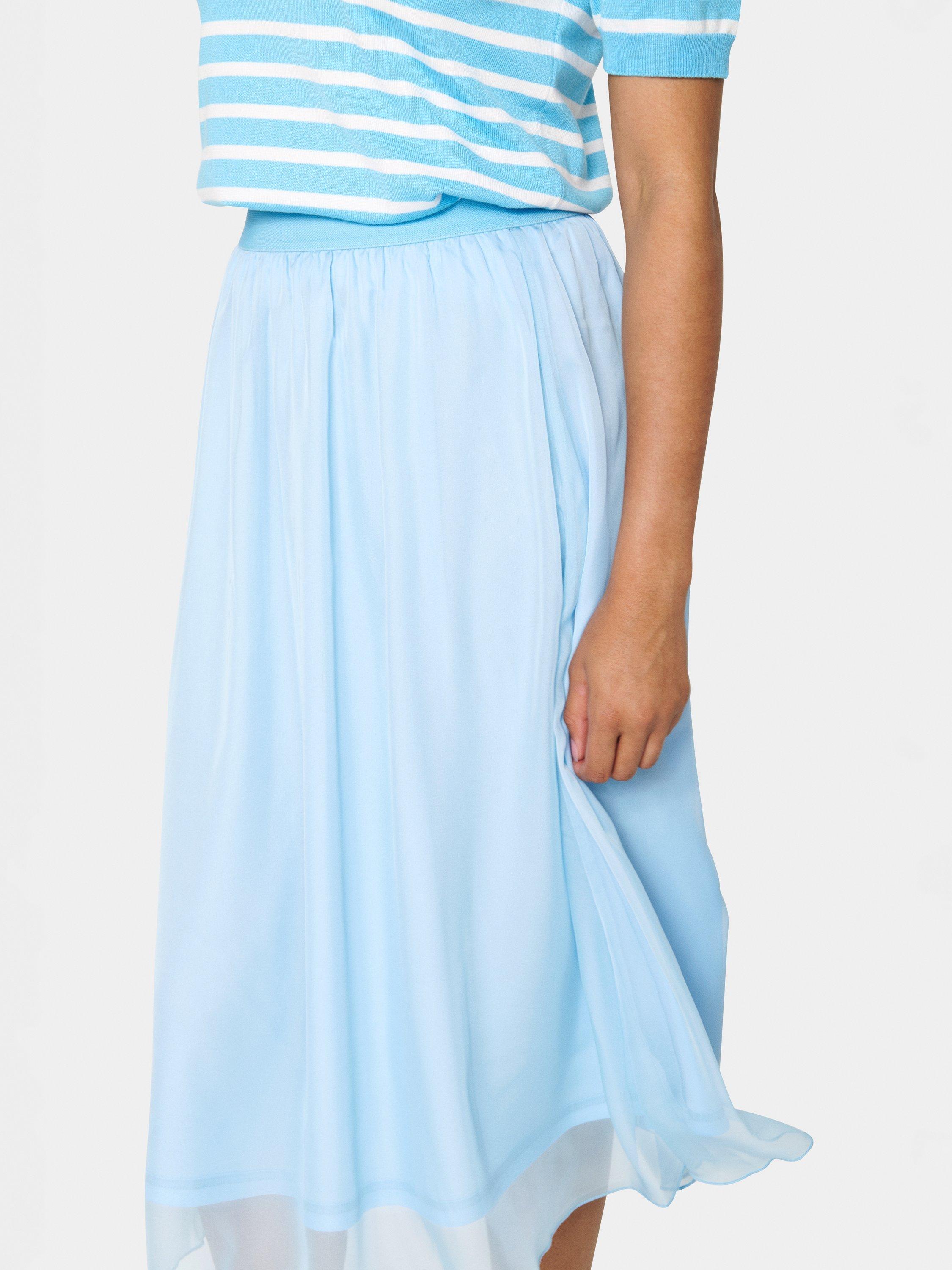 Product image 4 of 6, which shows Saint Tropez Coral Chiffon Midi Skirt, Airy Blue, XS