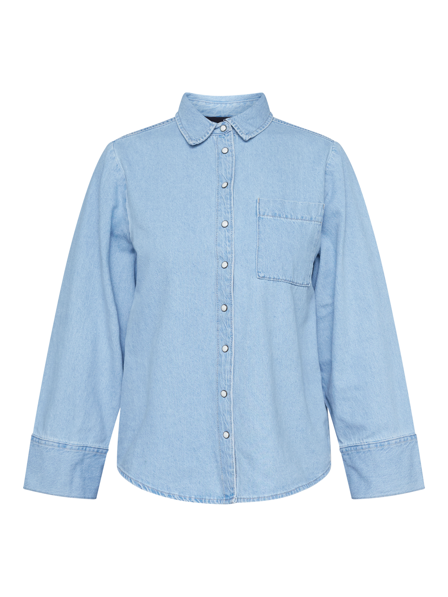 Product image 3 of 4, which shows Sisters Point Osa Long Sleeve Denim Shirt, Light Blue Wash, S